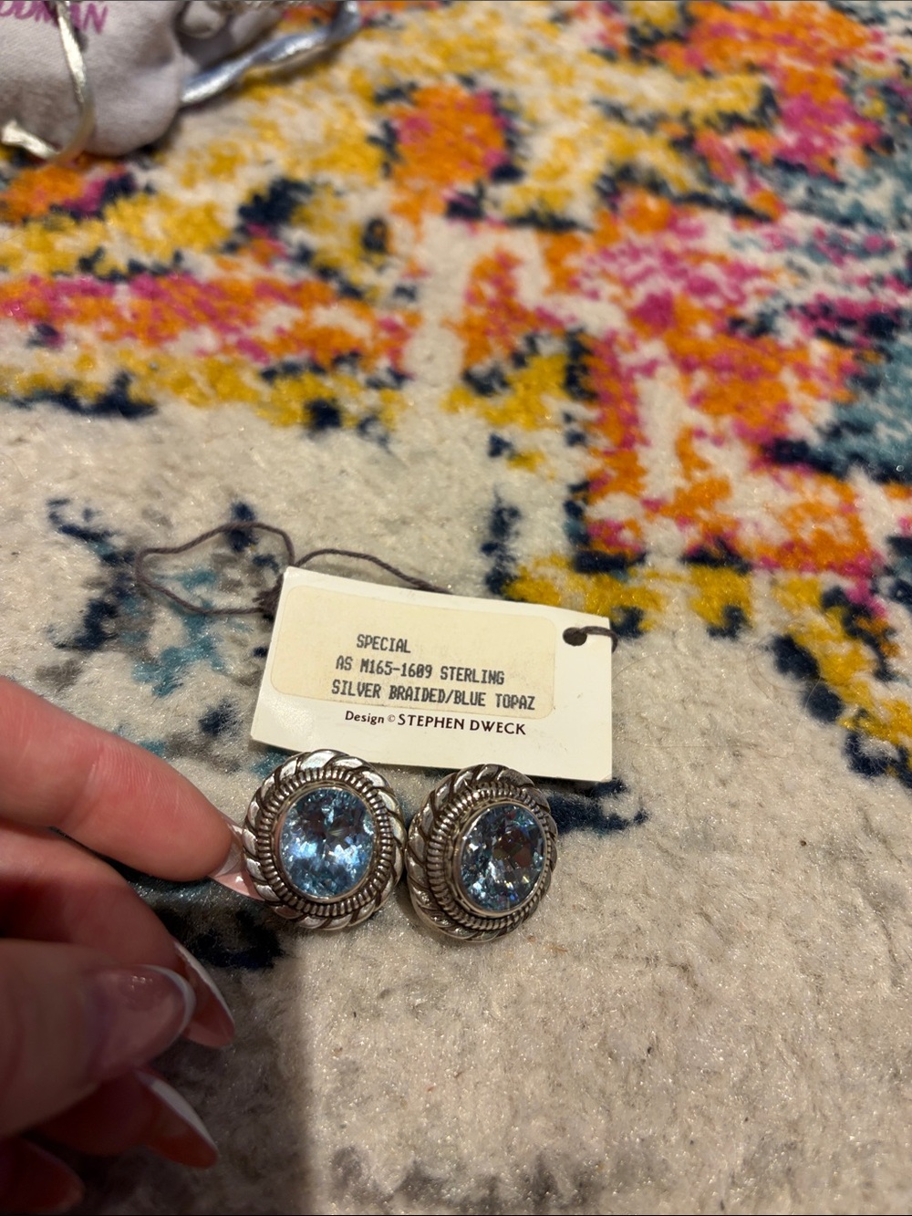 Stephen Dweck Sterling Silver Braided Setting with Blue Topaz Cabochons